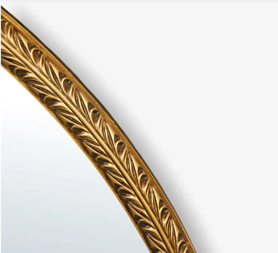 Bellini Carved Antique Gold Round Mirror - In Stock & Ready To Ship