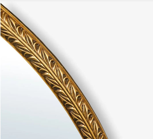 Bellini Carved Antique Gold Round Mirror - In Stock & Ready To Ship