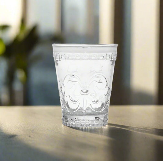 Fleur De Lis Clear Glass Tumbler