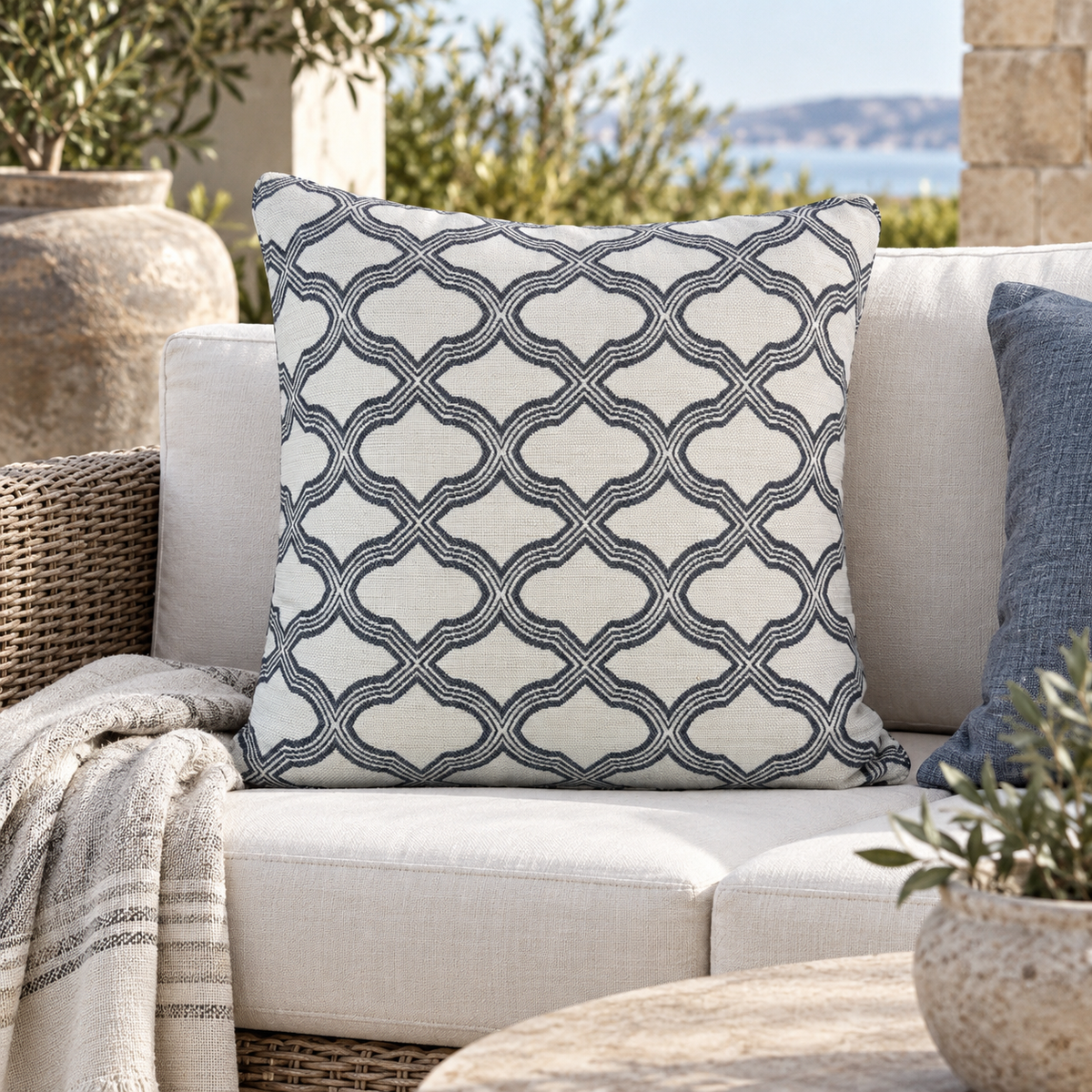 Amilee Blue Outdoor Cushion 55cm x 55cm