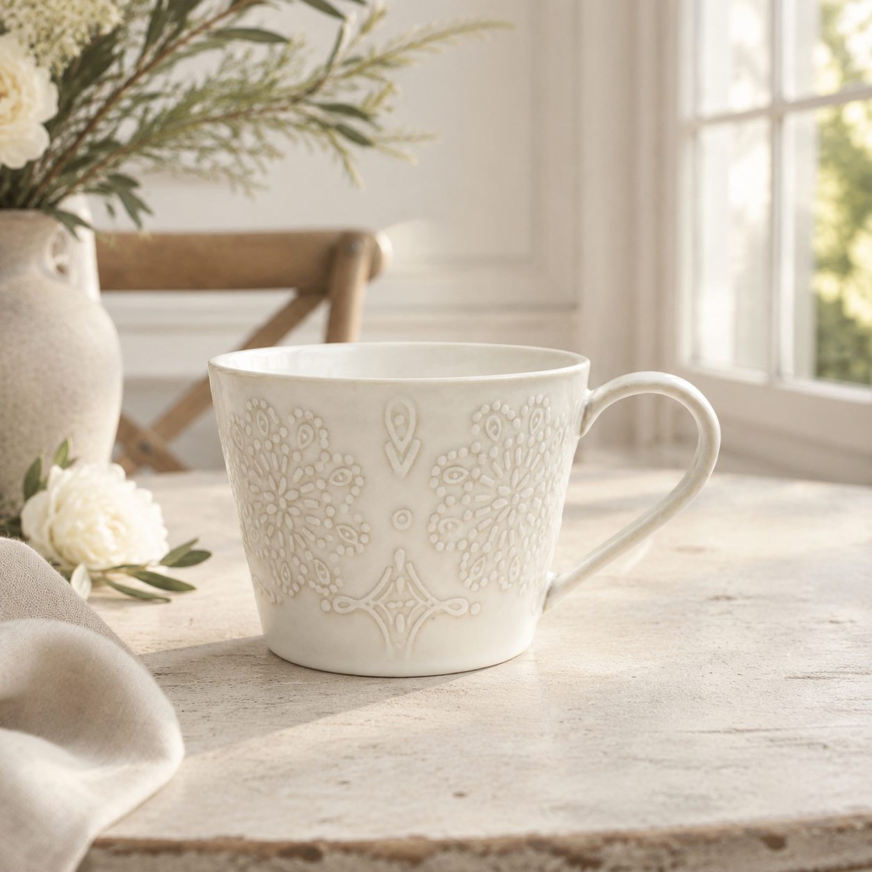 Frette Ivory Glazed Ceramic Cup