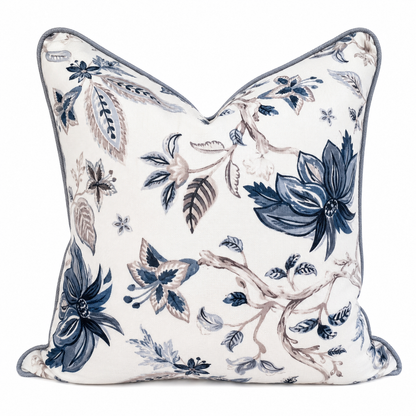 Southport Blue & Taupe Floral Cushion 50cm x 50cm