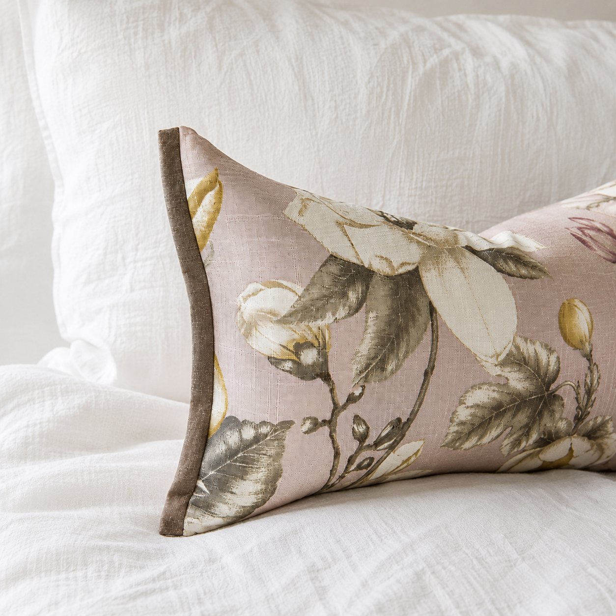 Magnolia & Fig Linen Lumbar Cushion 30cm x 55cm