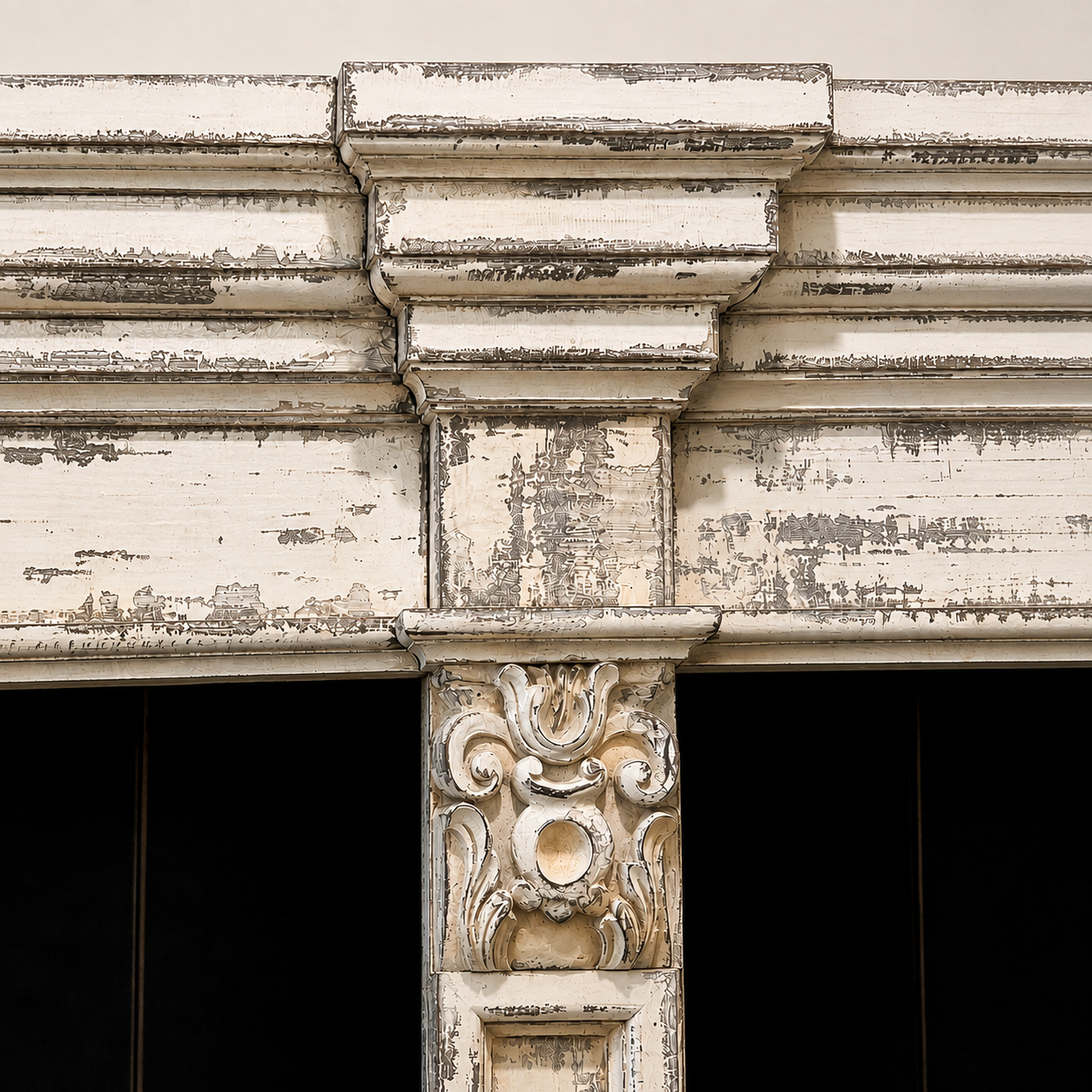 Antwerp Distressed Hand Carved Mahogany Display Cabinet