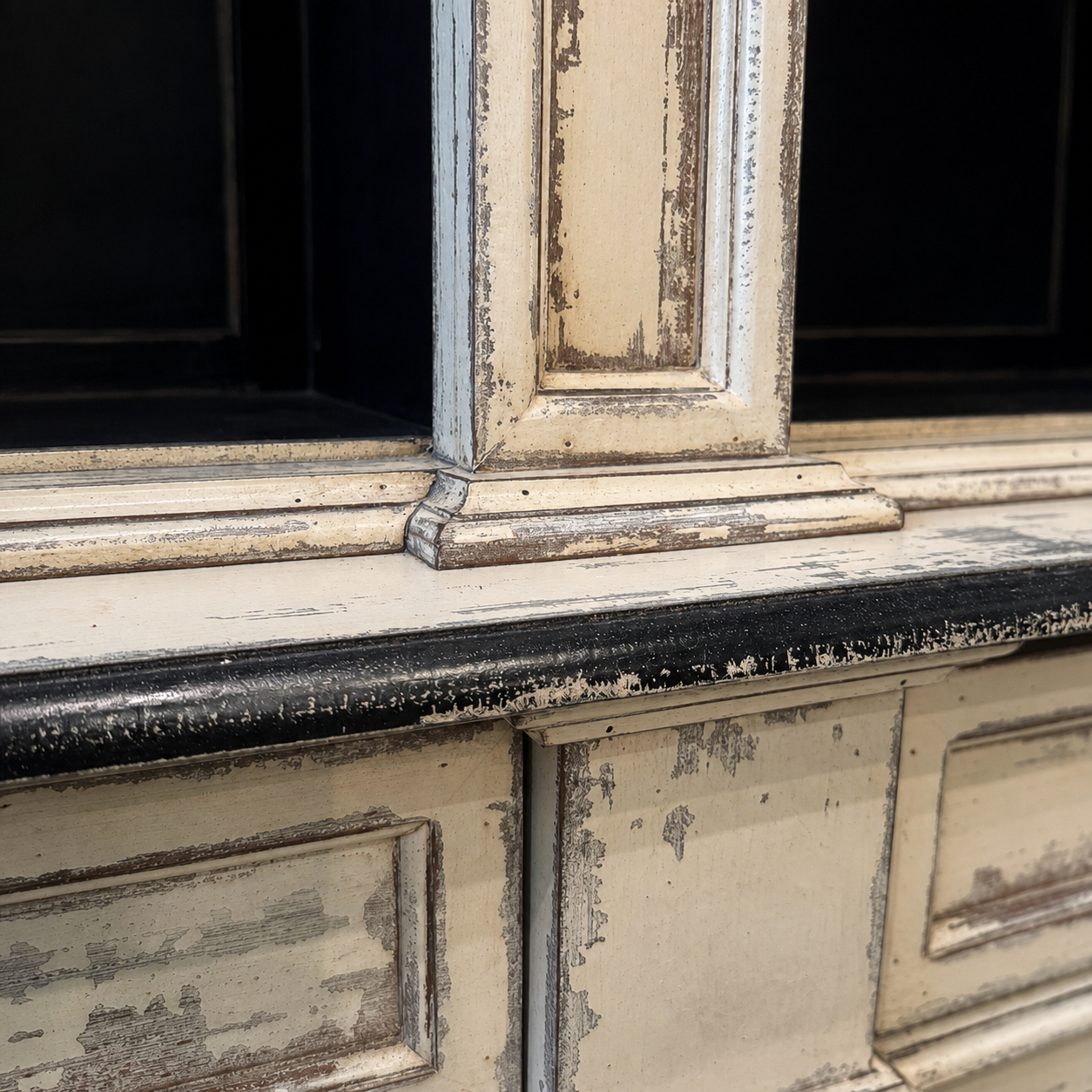 Antwerp Distressed Hand Carved Mahogany Display Cabinet