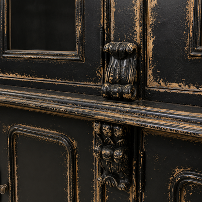 Aquitaine Black Distressed Mahogany Display Cabinet