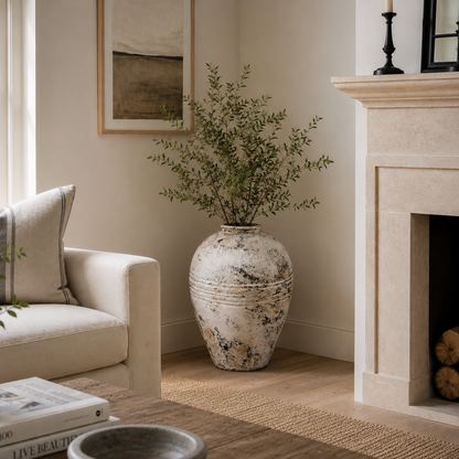 Ettore Off White Distressed Terracotta Pot