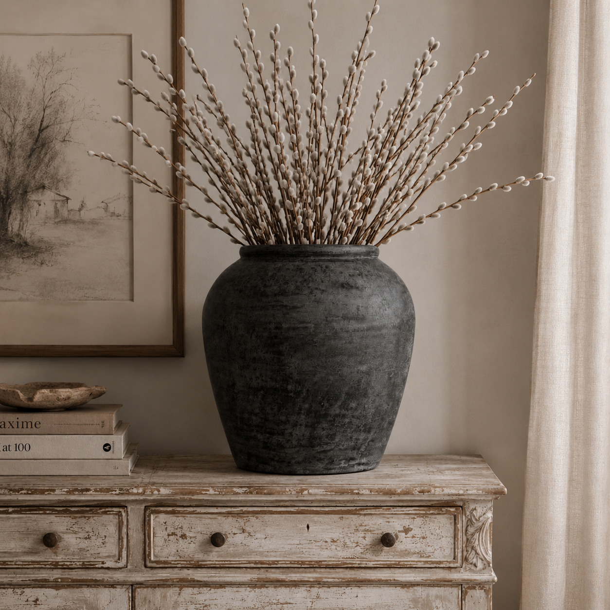 Marcello Distressed Dark Grey Terracotta Pot