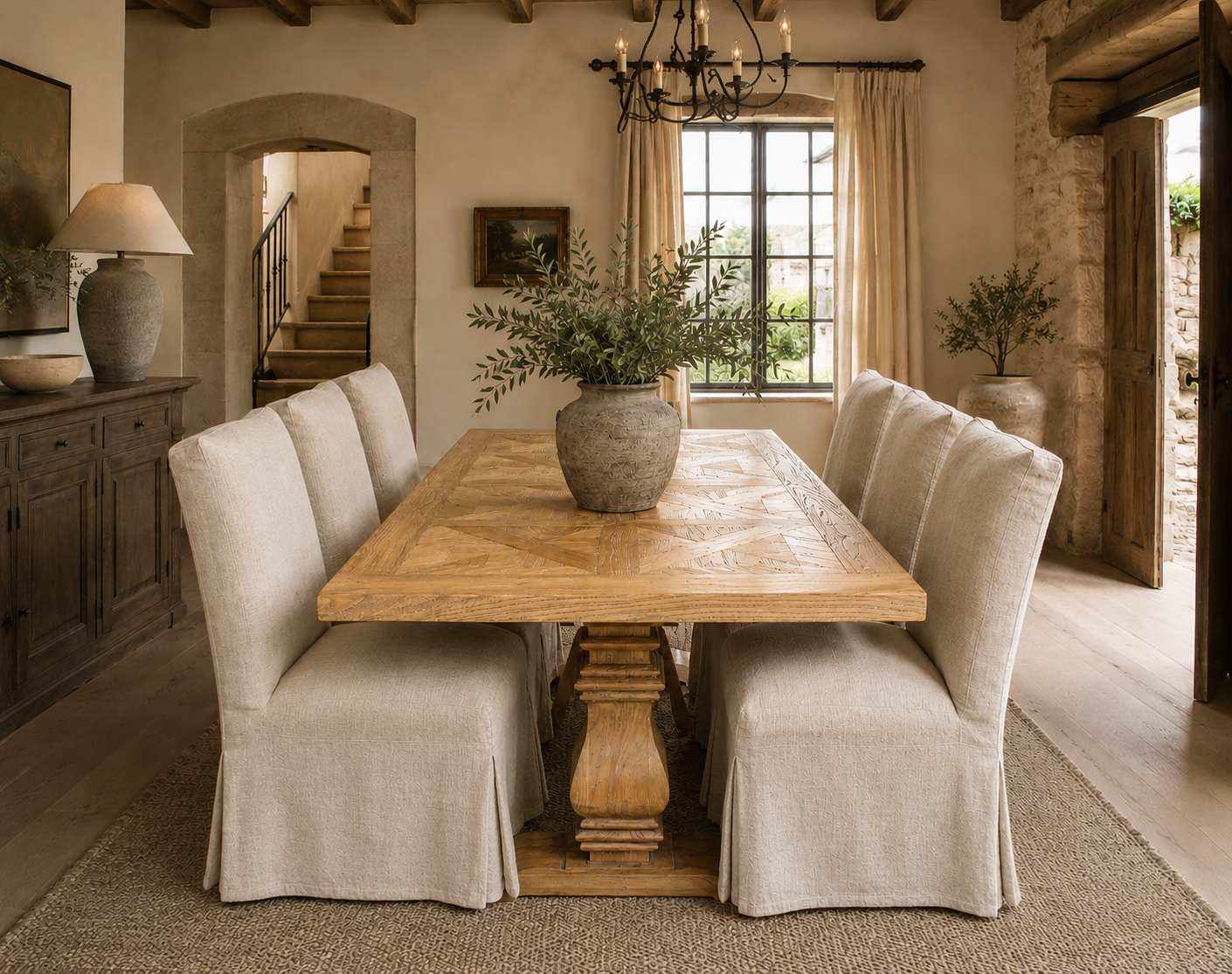 Chelsea Elm Parquet Dining Table - In Stock & Ready To Ship