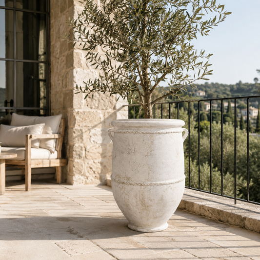 Santorini Whitewashed Pot