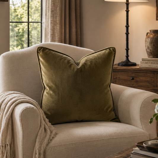 Moss Green Velvet Cushion 50cm x 50cm