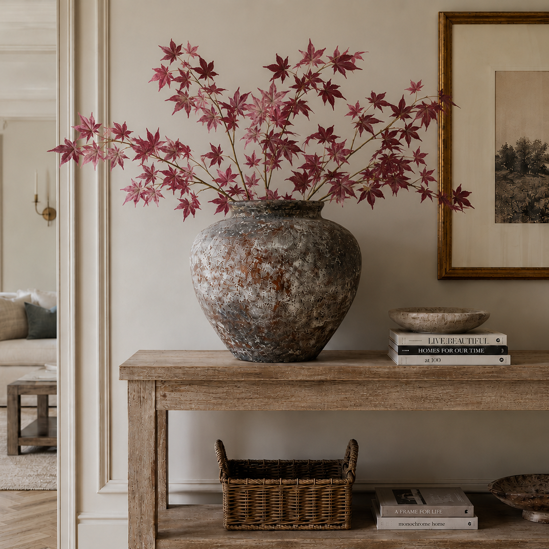 Burgundy Japanese Maple Leaf Spray - 98cm L