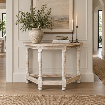 Avignon Teak White Distressed Console