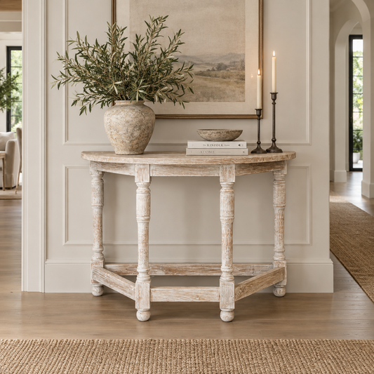 Avignon Teak White Distressed Console