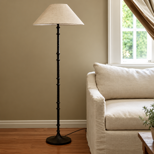 Black Iron Hammered Floor Lamp Base
