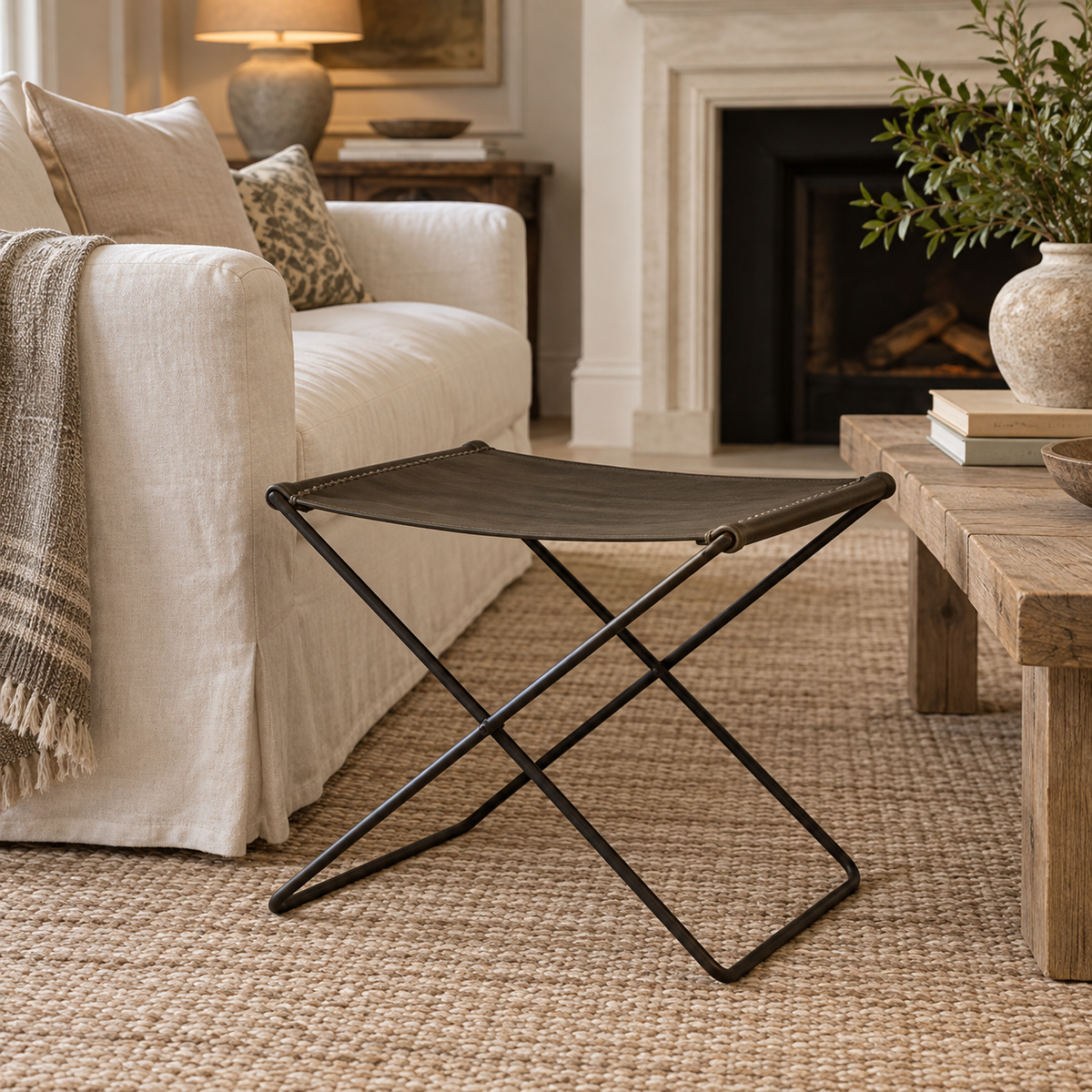 Warwick Black Leather & Iron Stool | Pre Order Now |  Arriving October