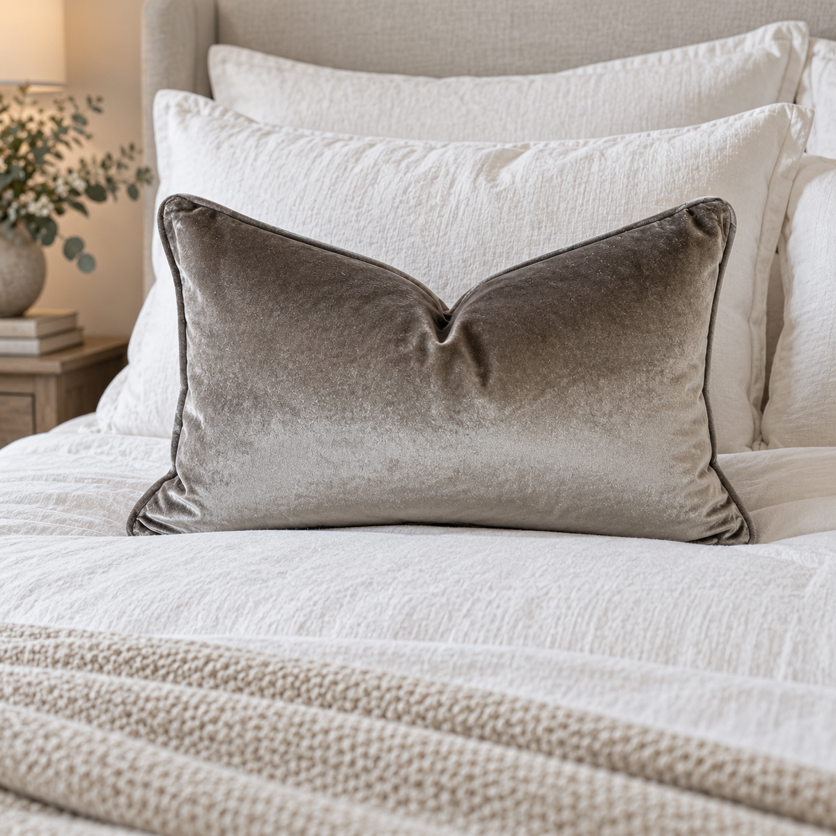 Steel Grey Velvet Lumbar Cushion 35cm x 55cm