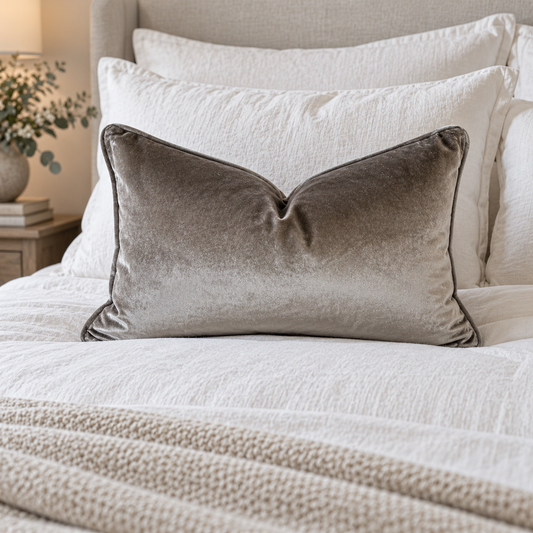Steel Grey Velvet Lumbar Cushion 35cm x 55cm