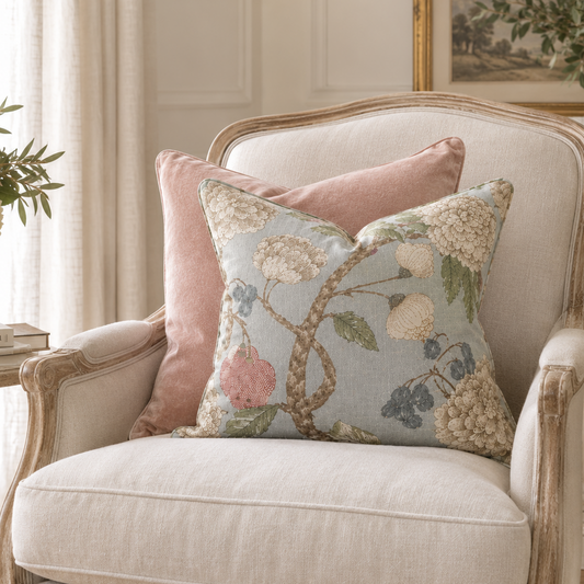 Valencia Duckegg Floral Linen Cushion 50cm x 50cm