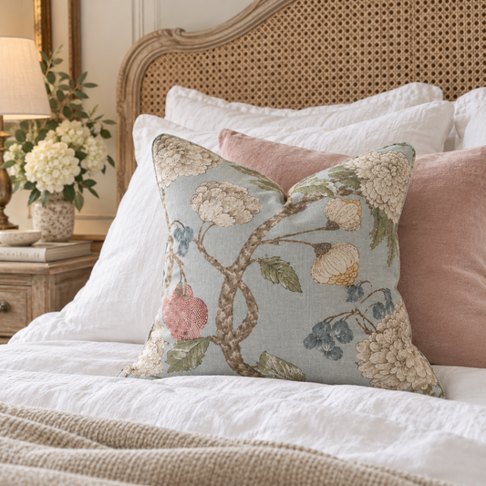Valencia Duckegg Floral Linen Cushion 50cm x 50cm