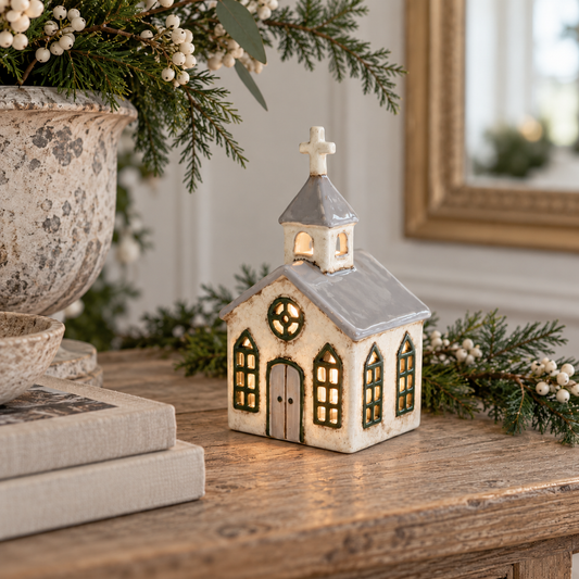 Scandinavian Hand Painted Chapel Tea Light House