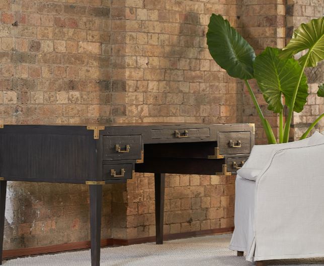Cunard American Oak Desk - Charcoal