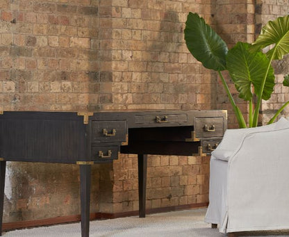 Cunard American Oak Desk - Charcoal