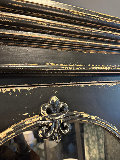 Aquitaine Black Distressed Mahogany Display Cabinet
