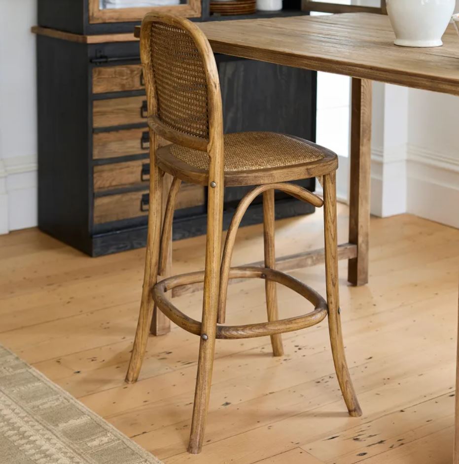 Drew Oak & Rattan Bar Stool