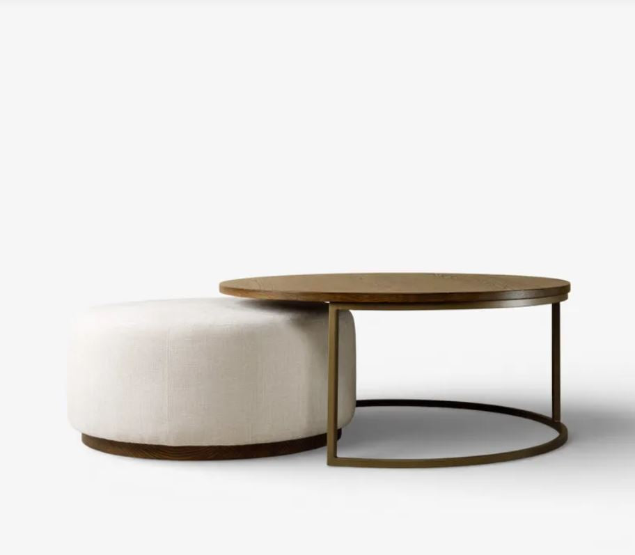 Edison Coffee Table & Ottoman Off White - Pre Order