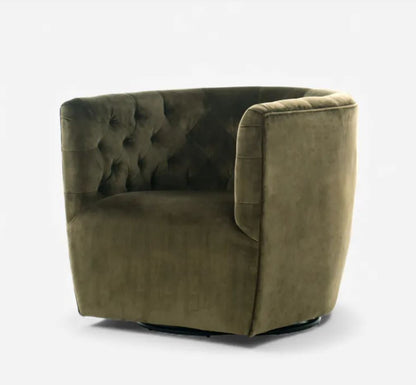 Ellis Velvet Swivel Armchair - Olive   In Stock & Ready To Ship