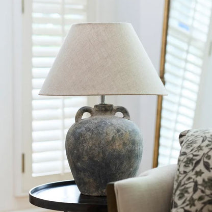 Emilia Small Terracotta Lamp Base – Aged Grey Finish