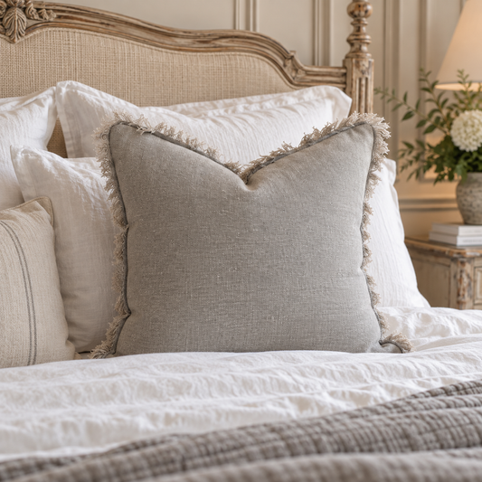 Matera Stonewashed French Linen Blue Grey Cushion 50cm x 50cm
