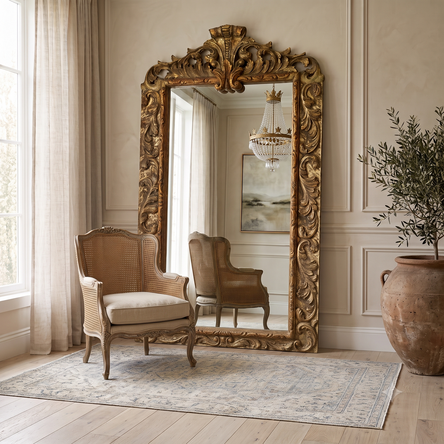 Toulouse Hand-Carved Vintage Gold Wall Mirror