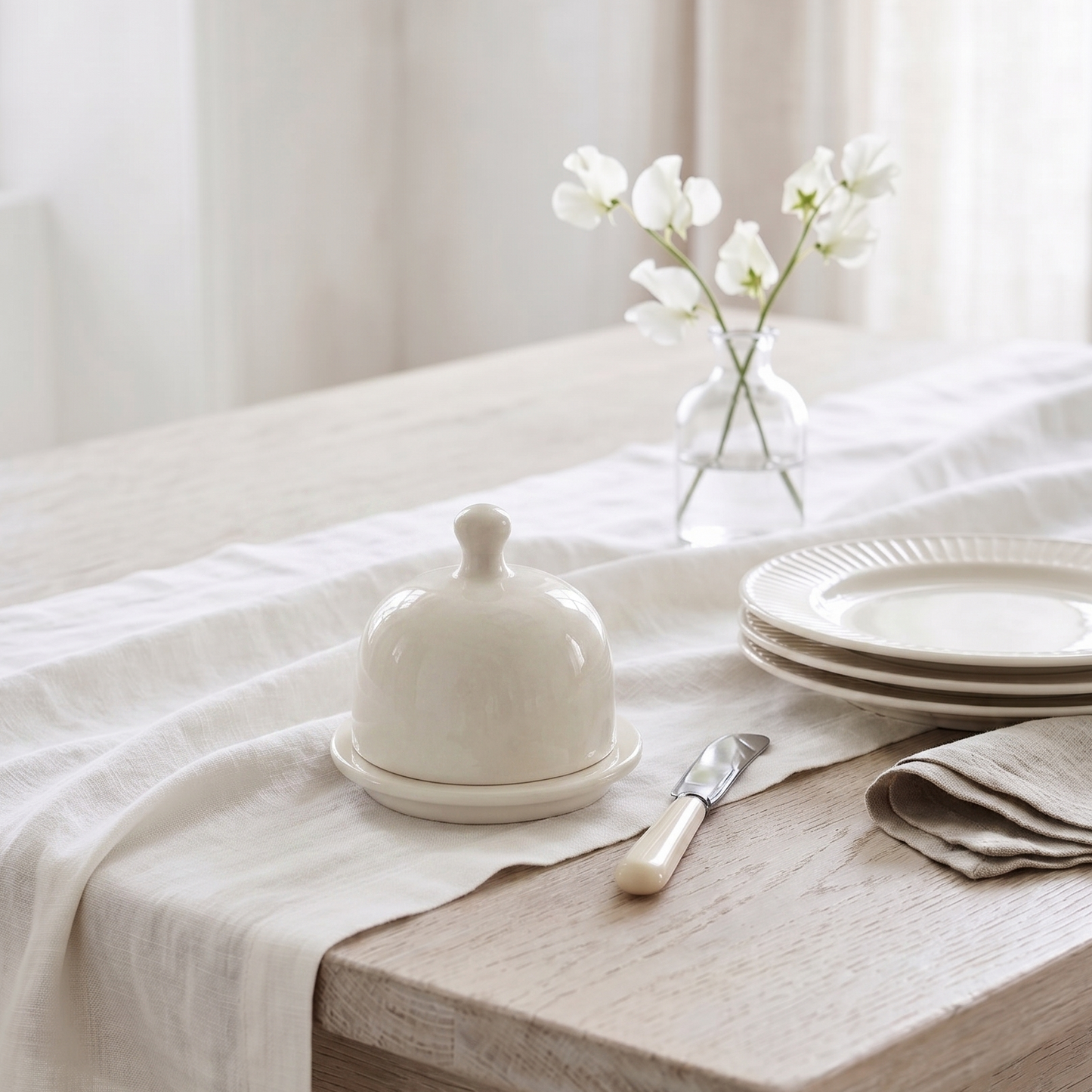 Ceramic Glazed Butter Dish With Lid