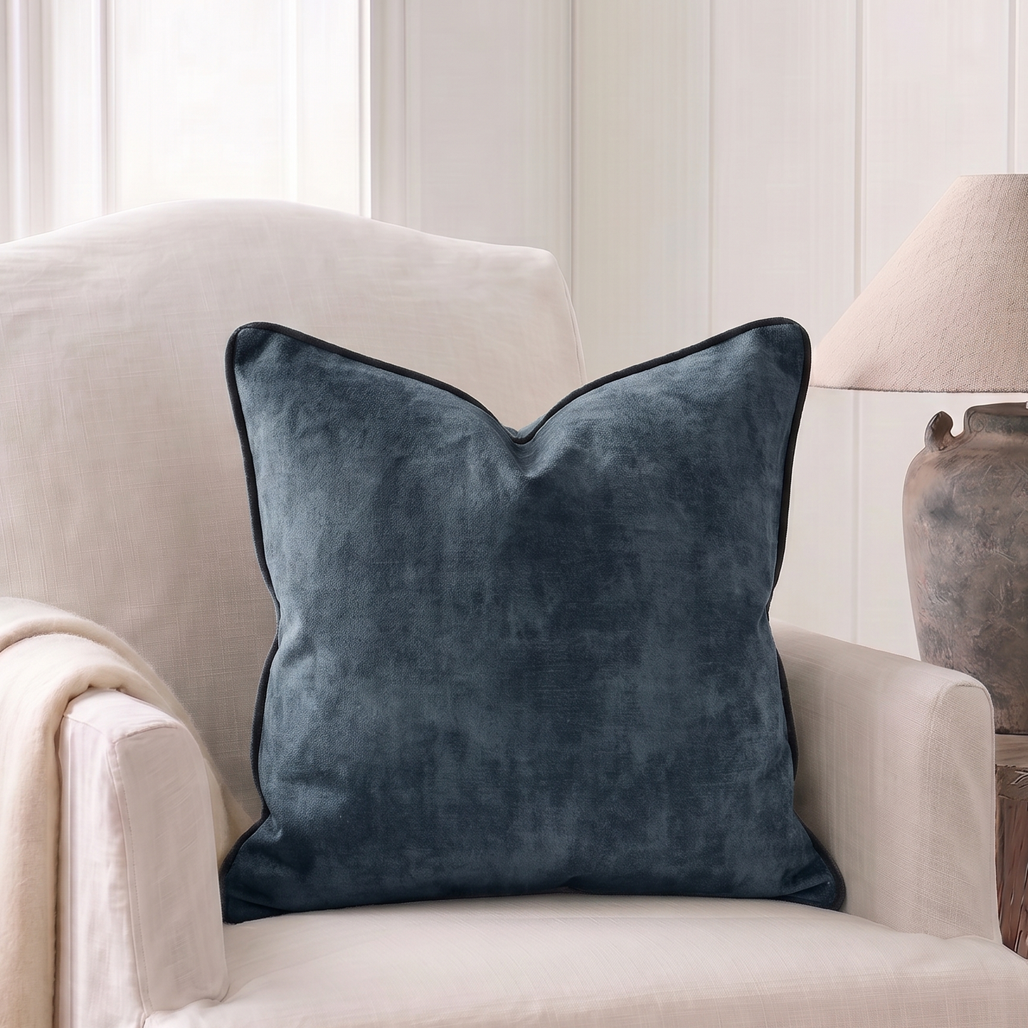 Atlantic Blue Velvet Cushion 50cm x 50cm