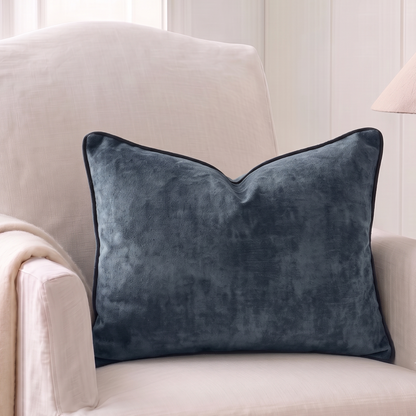 Atlantic Blue Velvet Lumbar Cushion 40cm x 60cm