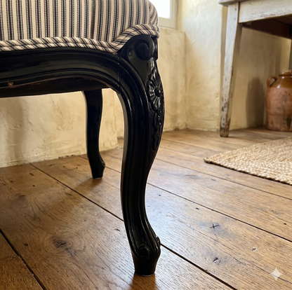 Emile French Armchair Black & White Ticking Stripe