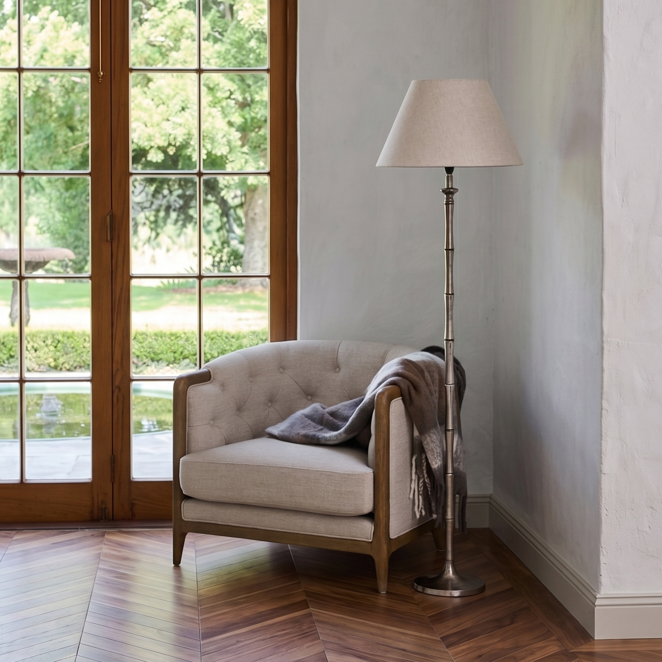 Carlos Silver Bamboo Floor Lamp Base - Arriving July