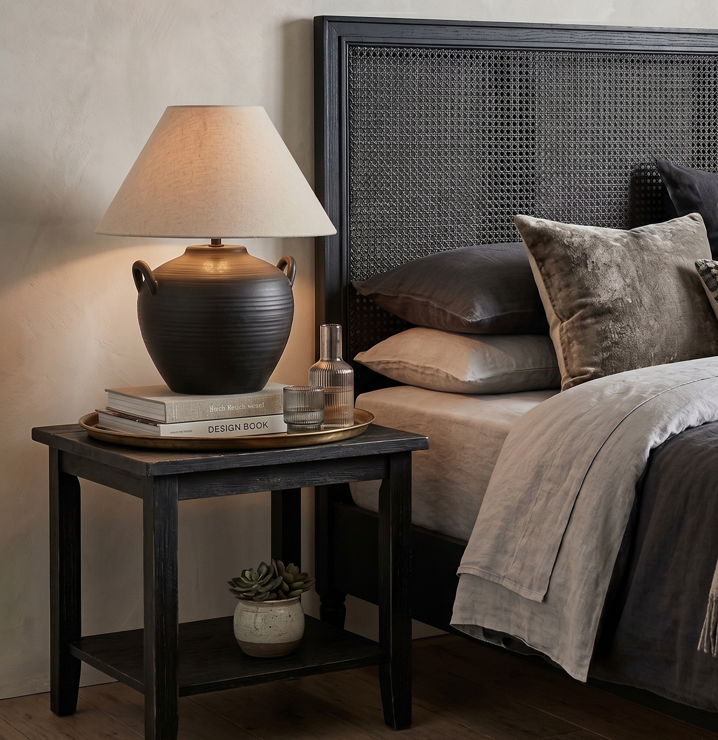 Camille Black Table Lamp & Shade