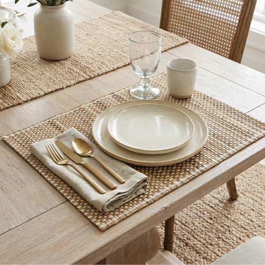 Kepala Water Hyacinth Natural & White Placemat - Set Of 4