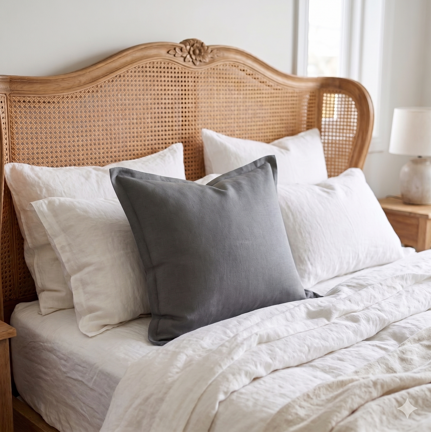 Avignon 100% Linen European Pillow With Flange 60cm x 60cm - Dark Grey
