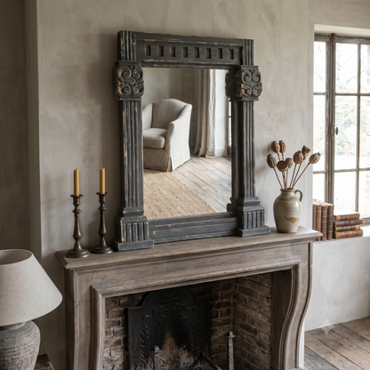 Sarlat Hand Carved Teak Distressed Grey Mirror
