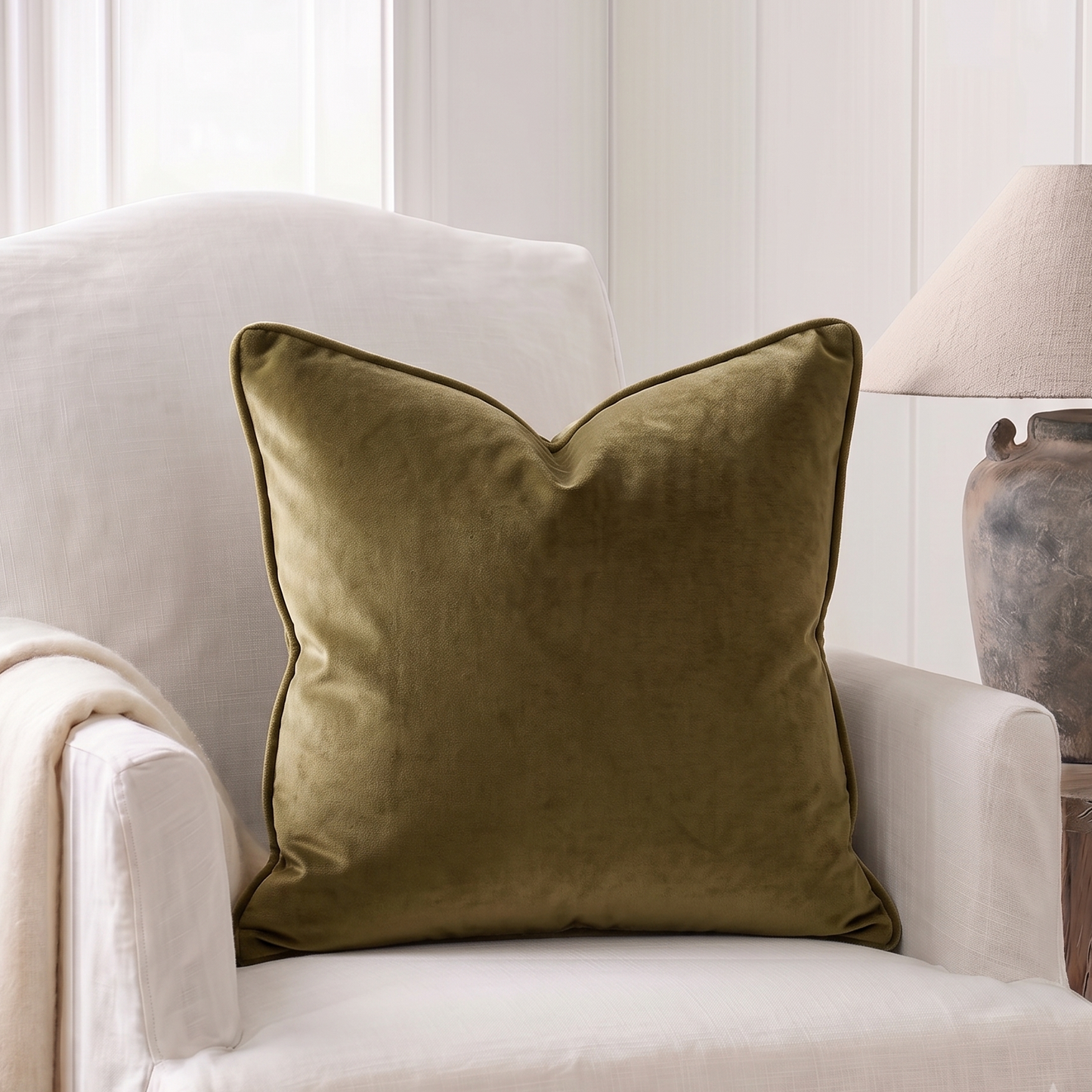 Moss Green Velvet Cushion 50cm x 50cm