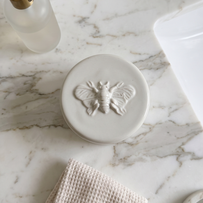 Hand Crafted Glazed Ceramic Bee Blessing Jar With Lid - Large