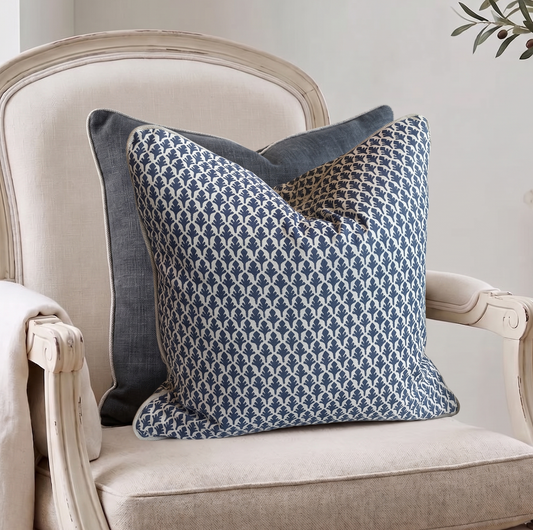 Lacefield Ponce Marine Navy Patterned Cushion 50cm x 50cm
