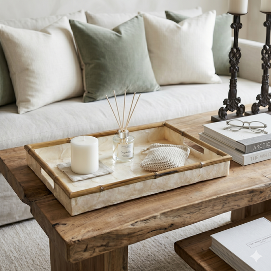 Rectangle Capiz & Bamboo Tray