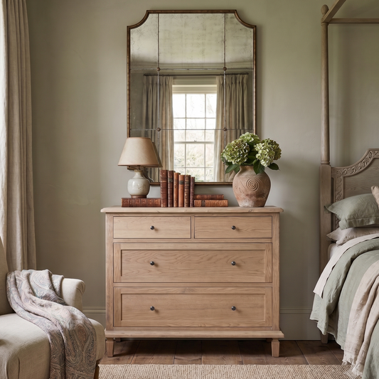Bedroom with timer dresser
