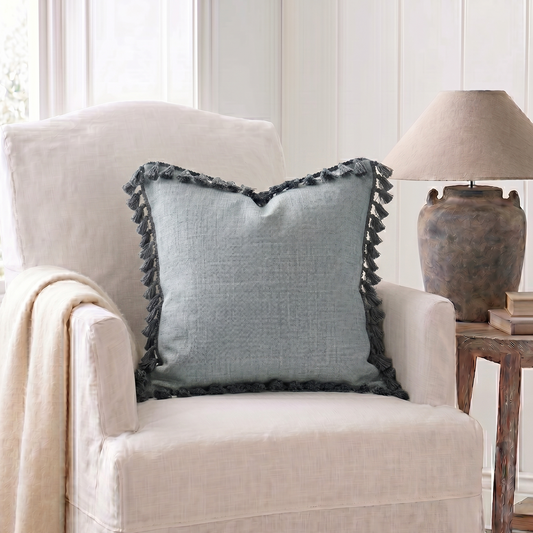 Blue Tassel Cushion 50cm x 50cm