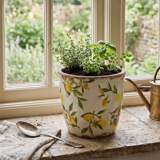 Botanical Ceramic Lemon Pot